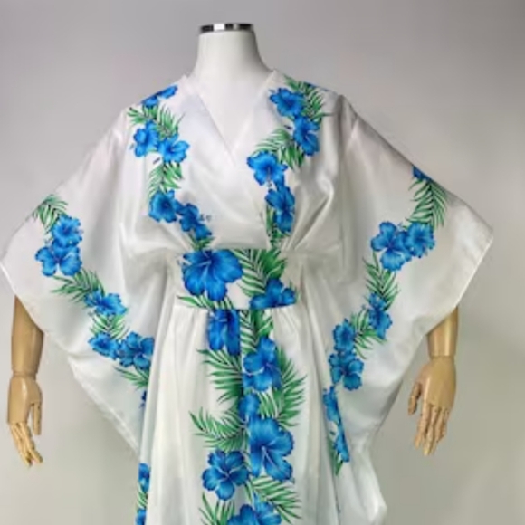 Royal Hawaiian Creations Womens Kaftan One Size OSFM Vintage Lightweight Floral - Picture 10 of 15